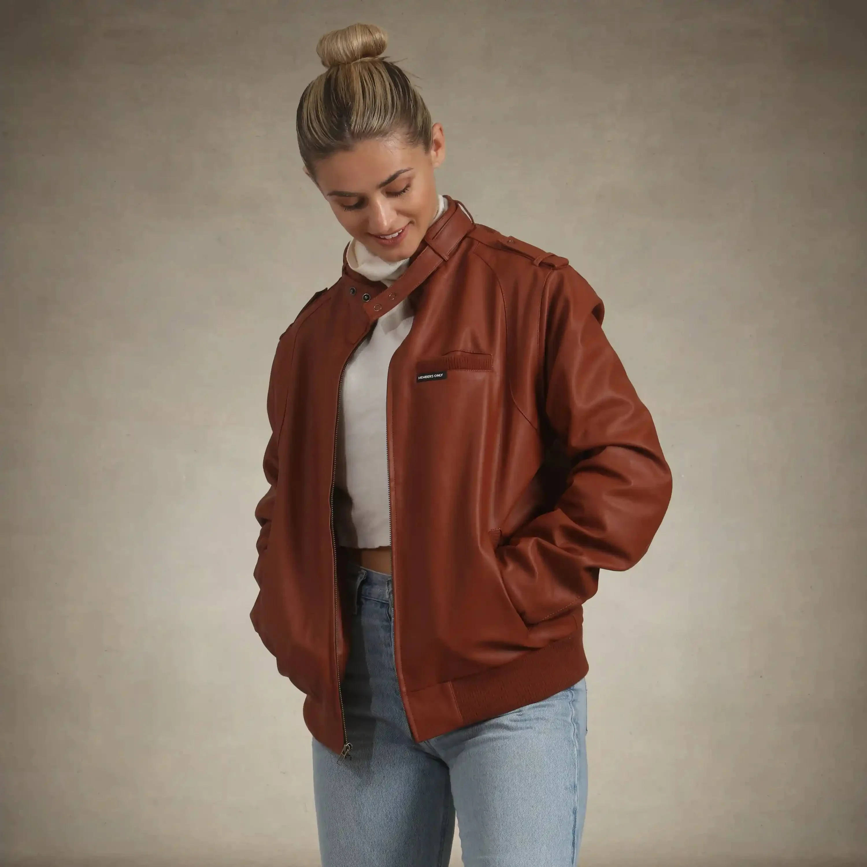 Women's Faux Leather Iconic Racer Oversized Jacket - Image 31